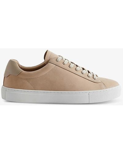 Reiss Finley Logo-embossed Leather Low-top Trainers - Brown
