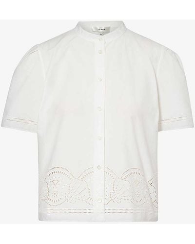 FRAME Broderie Anglaise-embroidered Cotton-poplin Shirt - White