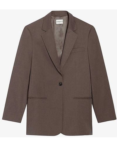 Claudie Pierlot Oversized Single-breasted Stretch-woven Blazer - Brown