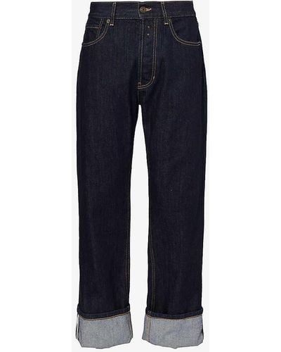 Alexander McQueen Turn-up Folded-hem Straight-leg Mid-rise Jeans - Blue