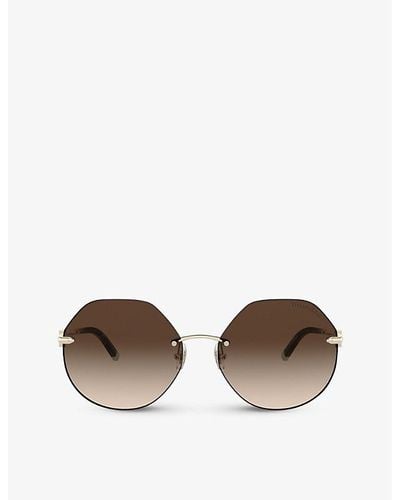 Tiffany & Co. Tf3077 Irregular-frame Metal Sunglasses - Brown