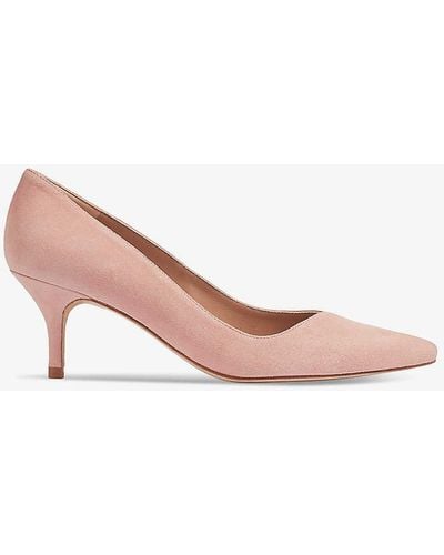 LK Bennett Farah Asymmetric Heeled Suede Court Shoes - Pink