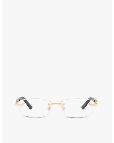 Cartier Ct0048o Rectangle-frame Metal Eyeglasses - White