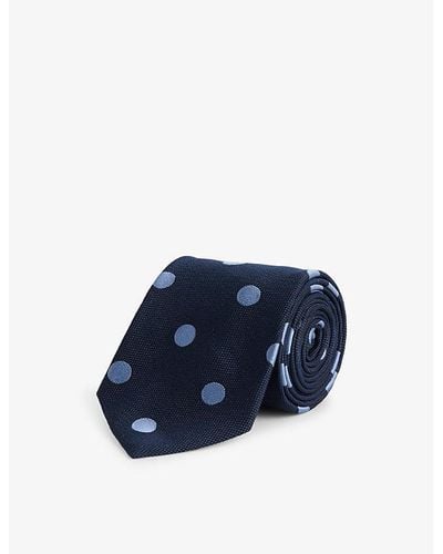Paul Smith Spot-embroidered Silk Tie - Blue