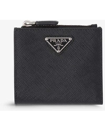 Prada Brand-plaque Small Saffiano Leather Wallet - Black