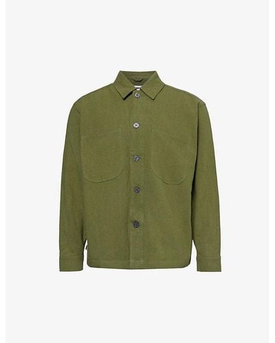 Obey Antonio Relaxed-fit Linen-blend Overshirt - Green