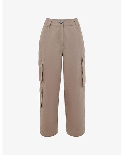Whistles Phoebe Regular-fit High-rise Cotton Trousers - Natural