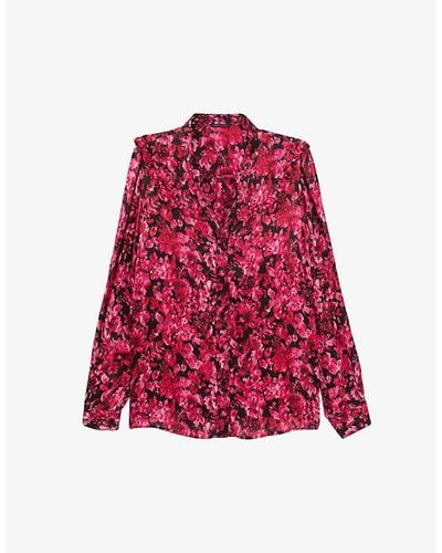 IKKS Floral-print Woven Blouse - Red