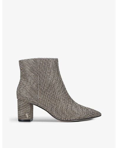 Kurt Geiger Burlington Houndstooth-print Woven Ankle Boots - Gray