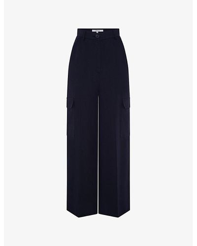 OMNES Vy Brook Wide-leg High-rise Woven Cargo Pants - Blue