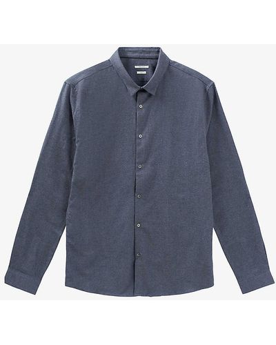 IKKS Collared Regular-fit Cotton Flannel Shirt Xx - Blue