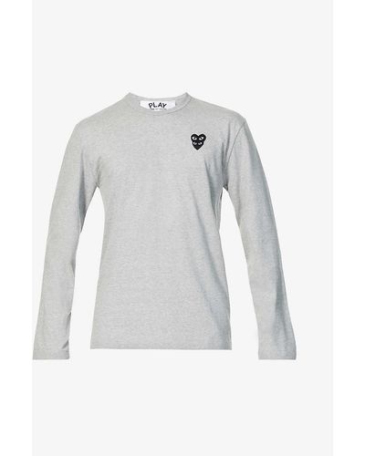 COMME DES GARÇONS PLAY Overlap Heart-print Cotton-jersey Top X - Grey