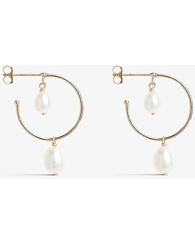 The Alkemistry Poppy Finch 14ct Yellow-gold And Pearl Hoop Earrings - Natural