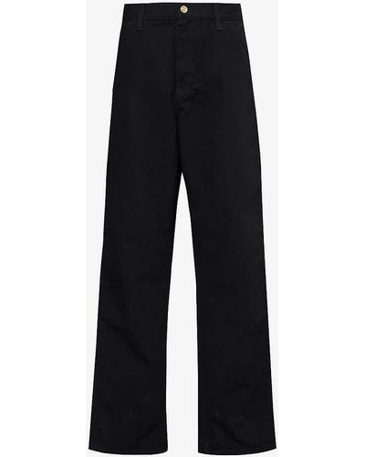 Carhartt Single Knee Straight-leg Relaxed-fit Organic-cotton Trousers - Blue