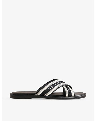 Ted Baker Ashika Logo-print Cross-strap Woven Sandals - Black