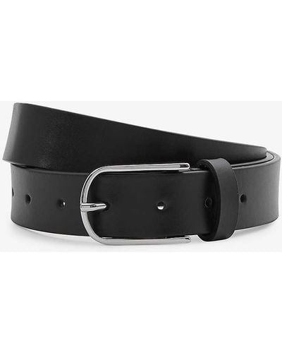 Reiss Carrie Rectangle-buckle Leather Belt - Black