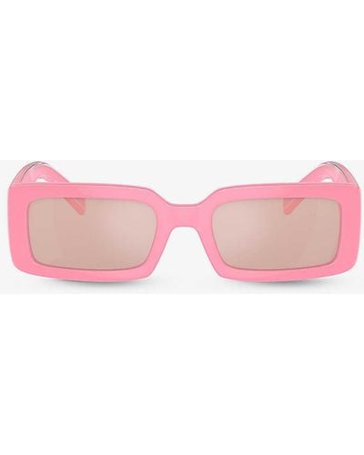 Dolce & Gabbana Dg6187 Rectangle-frame Injected Sunglasses - Pink