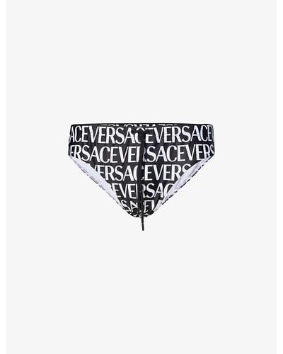Versace Brand-print Lined Swim Briefs - White