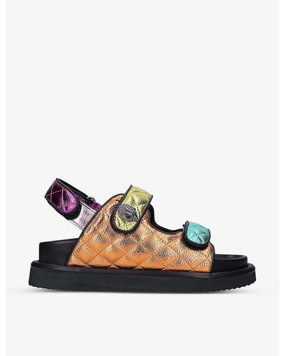 Kurt Geiger Orson Quilted Metallic-woven Sandals - Multicolour