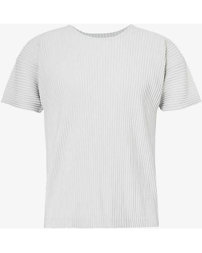 Homme Plissé Issey Miyake Pleated Crewneck Knitted T-shirt X - White