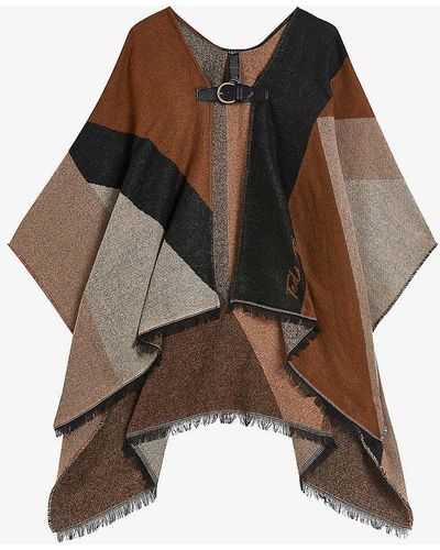 Ted Baker Suffia Buckle-fastened Knitted Poncho - Brown