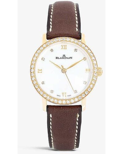 Blancpain 6104-2987-55a Villeret Ultraplate 18ct Rose-gold, 0.99ct And 0.05ct Diamond Automatic Watch - White
