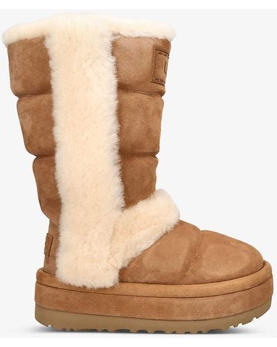 UGG Classic Cloudpeak Ta Logo-patch Suede Knee-high Boots - Brown