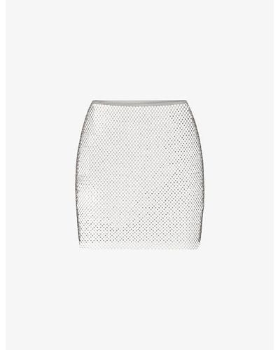 Skims X Swarovski Crystal-embellished Stretch-woven Mini Skirt - White