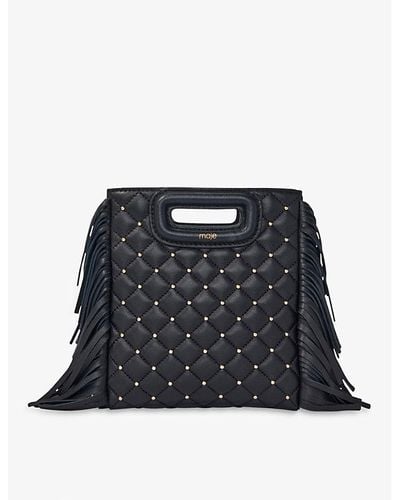 Maje Quilted Stud-embellished Leather Bag - Black