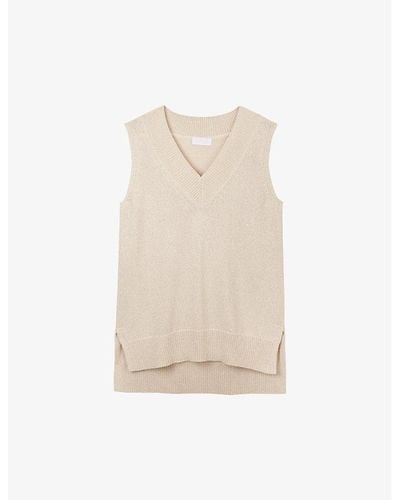 The White Company Sparkle-weave Split-hem Knitted Tank Top X - Natural