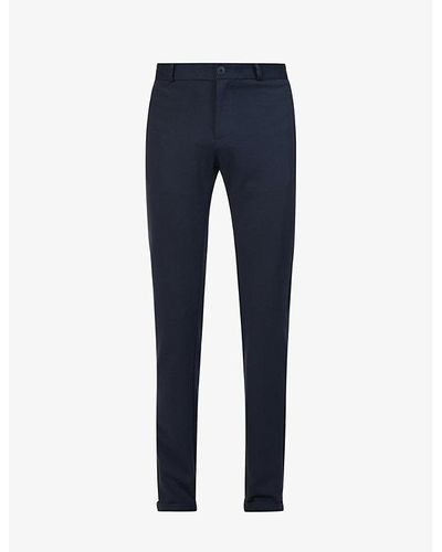 IKKS Zip-pocket Belt-loop Straight-leg Slim-fit Stretch-woven Blend Pants - Blue