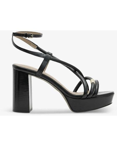 AllSaints Bella Strappy Leather Platform Sandals - Black