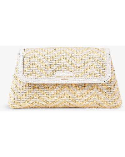 Aspinal of London Evening Raffia And Leather Clutch - Natural
