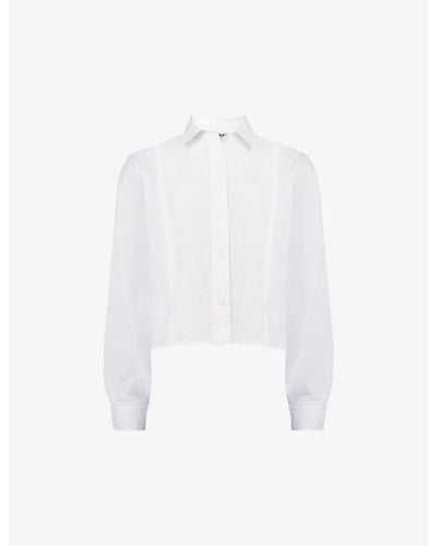 Ro&zo Pleated Cropped Cotton Shirt - White