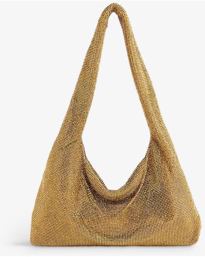 Kara Crystal-embellished Metallic Shoulder Bag - Natural