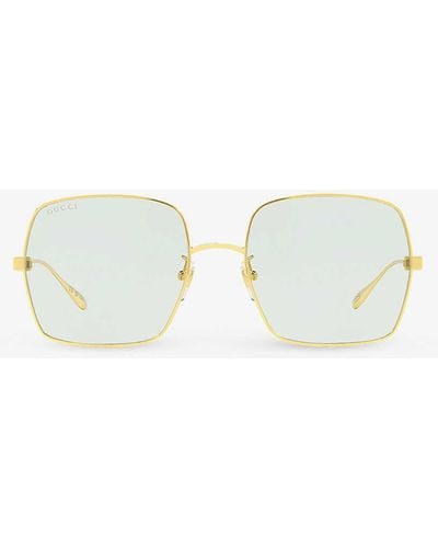 Gucci Gc002133 gg1434s Square-frame Metal Sunglasses - White
