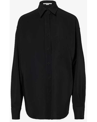 Stella McCartney Oversized Dropped-shoulder Crepe Shirt - Black