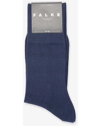 FALKE Tiago Ribbed-cuff Stretch-organic-cotton Blend Ankle Socks - Blue