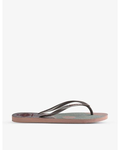 Crocus Rose Slim Square Flip Flops