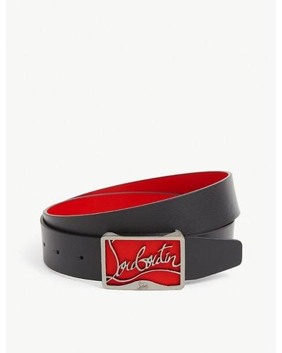 Christian Louboutin Ricky Logo-buckle Leather Belt - Red