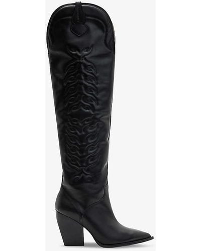AllSaints Roxanne Western Leather Knee-high Boots - Black
