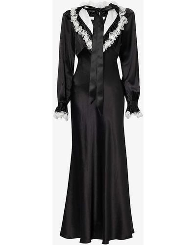 Rodarte Ruffle-trim Silk Maxi Dress - Black
