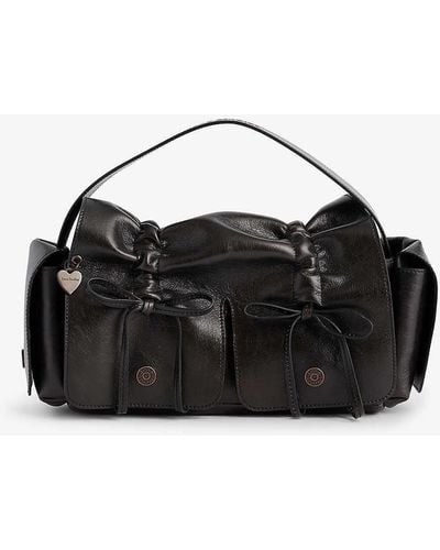 Acne Studios Bow-embellished Multi-pocket Leather Shoulder Bag - Black