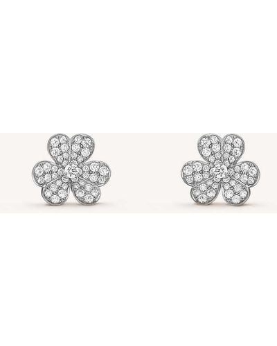 Van Cleef & Arpels Frivole Small White-gold And 0.17ct Round-cut Diamond Earrings - Metallic