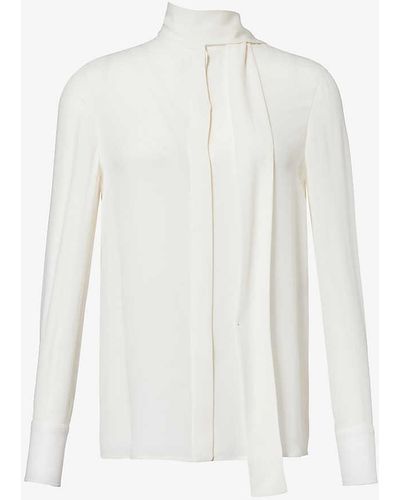 Valentino Garavani High-neck Long-sleeve Silk Shirt - White