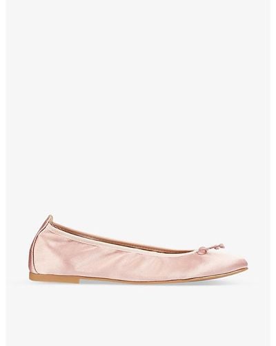 LK Bennett Trilly Satin Ballet Court Shoes - Pink