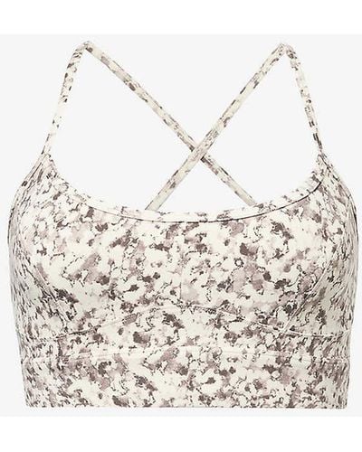 Varley Move Irena Printed Stretch Recycled-polyester Sports Bra - White
