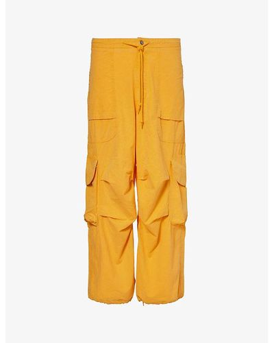 Entire studios Freight Wide-leg Relaxed-fit Cotton Cargo Pants - Yellow