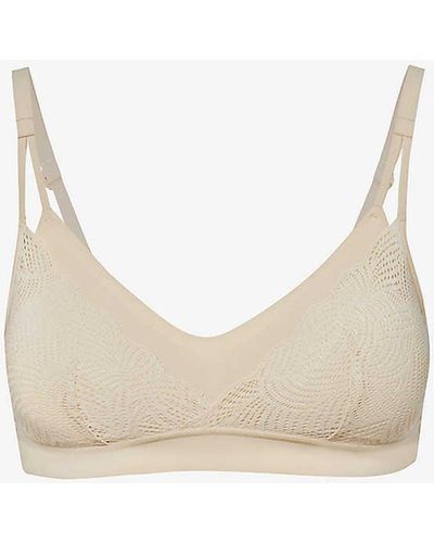 Chantelle Soft Stretch Lace-overlay Padded Stretch-woven Bralette - White