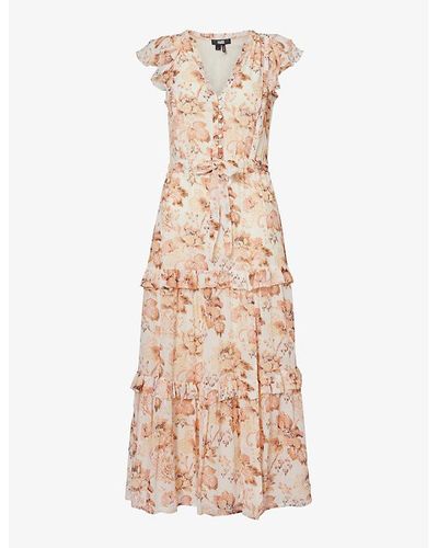 PAIGE Rozlyn Floral-print Silk Midi Dress - Natural